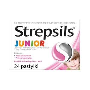 Strepsils Junior pastylki bez cukru powyżej 6 lat 24 sztuki
