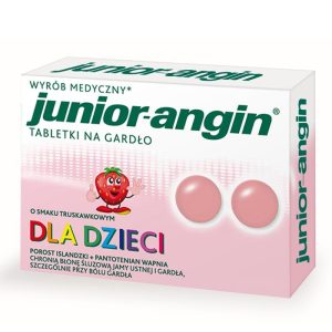 Junior angin, dla dzieci od 4 lat, smak truskawkowy, 24 tabletek do ssania-0