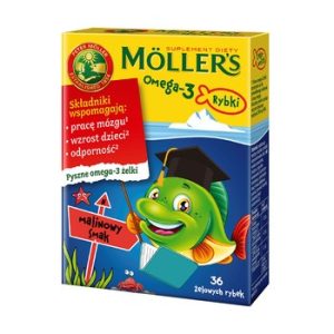 Tran MOLLERS Omega-3 Rybki malinowe 36szt-0